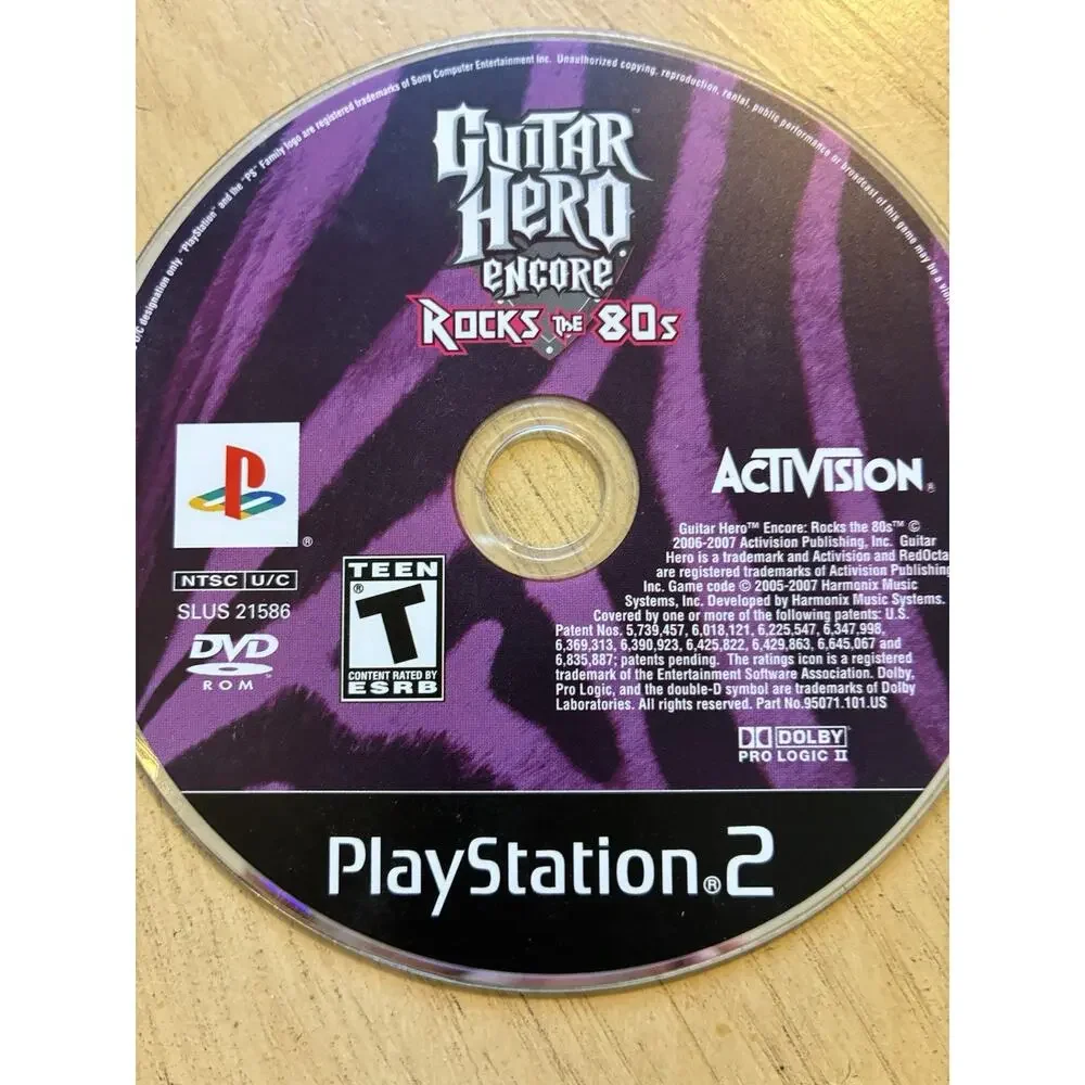 Guitar Hero Encore: Rocks the 80s (Sony PlayStation 2, 2007) PS2 Game Disc Only